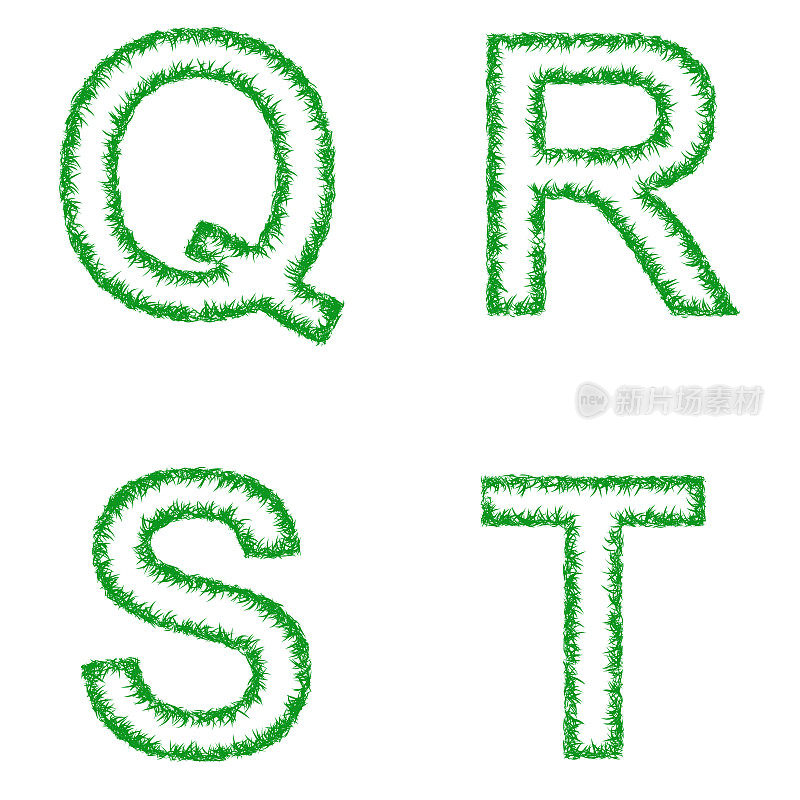绿草字体集-字母Q, R, S, T